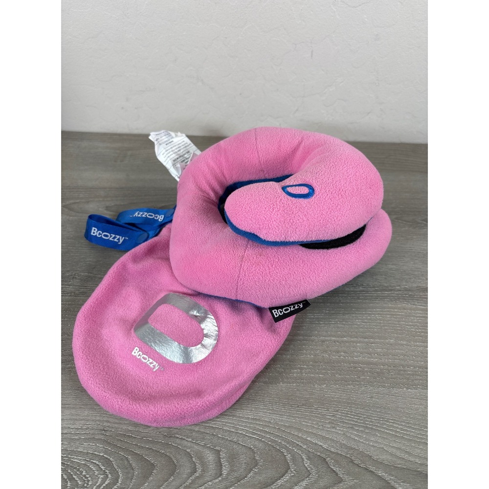 BCOZZY Kids Chin Supporting Travel Pillow Pink Blue Fleece Size Small